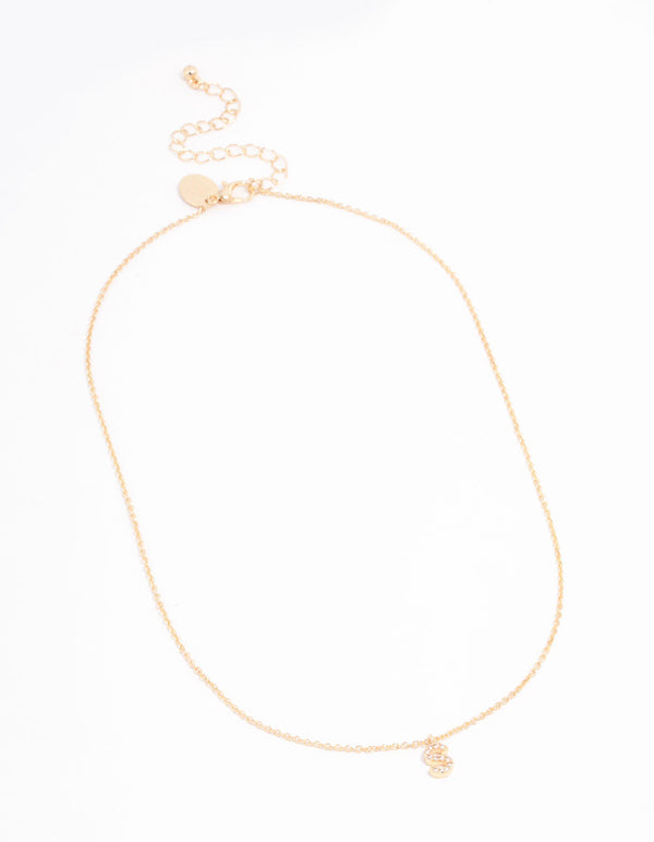 Gold Plated Cubic Zirconia Letter S Necklace