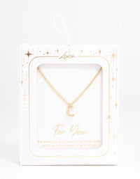Gold Plated Cubic Zirconia Letter C Necklace - link has visual effect only