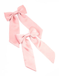 Medium Pink Satin Bow Clips 2-Pack - link has visual effect only