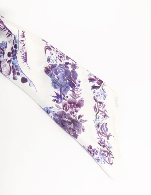 Dainty Purple Floral Fabric Scarf