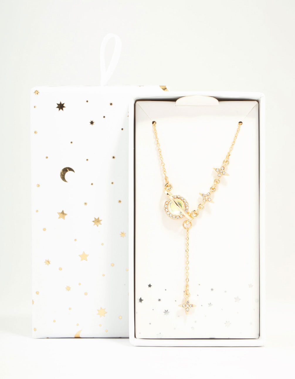 Gold Diamante Planet & Stars Y-Necklace