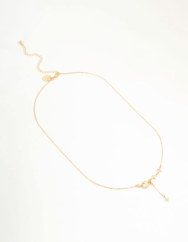 Gold Diamante Planet & Stars Y-Necklace