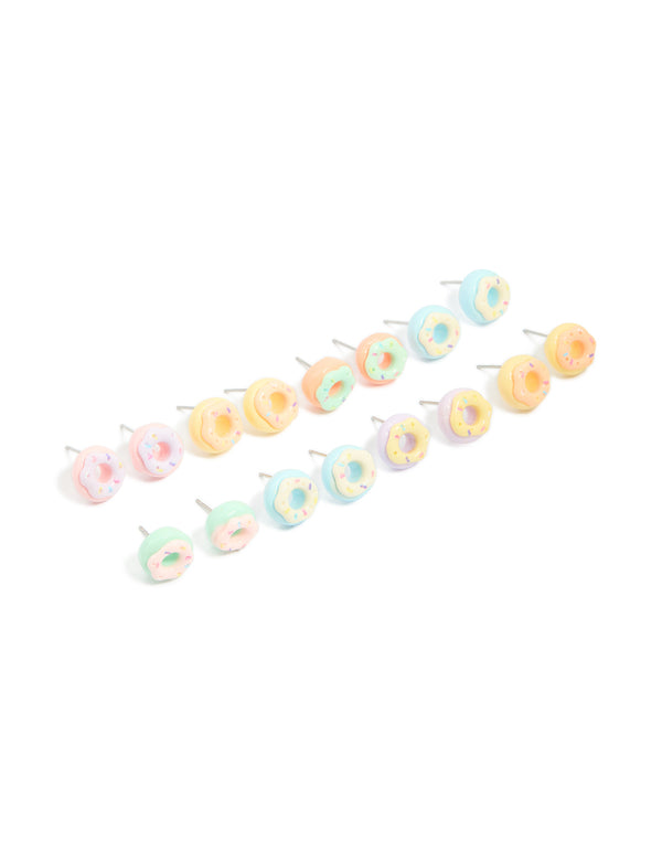 Silver Multicoloured Doughnut Earrings 8-Pack