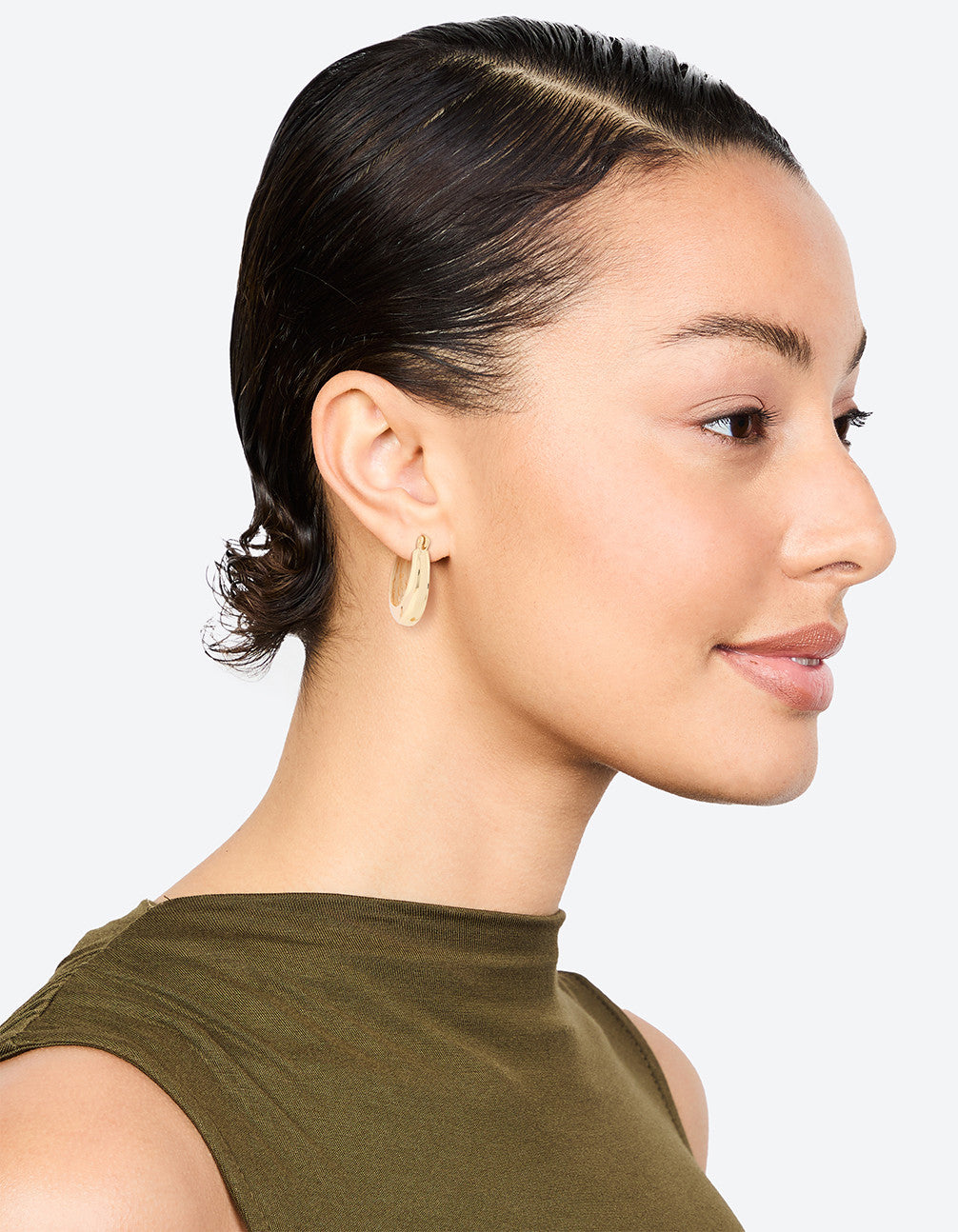 Gold Plated Long Thin Oval Hoop Earrings