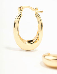 Gold Plated Long Thin Oval Hoop Earrings - link has visual effect only