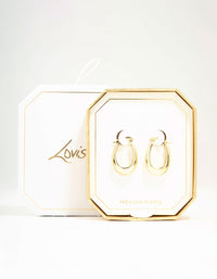 Gold Plated Long Thin Oval Hoop Earrings - link has visual effect only