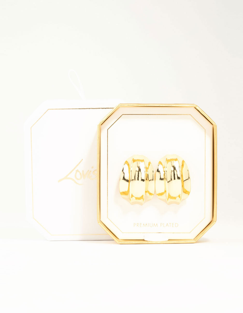 Gold Plated Chubby Wavy Hoop Earrings