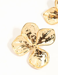 Gold Plated Textured Flower Stud Earrings - link has visual effect only