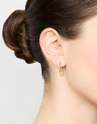 Waterproof Gold Plated Stainless Steel Elongated Flat Hoop Earrings - link has visual effect only