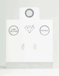 Sterling Silver Cushion Cut Diamante Stud Earrings - link has visual effect only