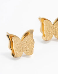 Waterproof Gold Plated Stainless Steel Butterfly Stud Earrings - link has visual effect only