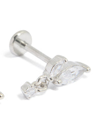 Surgical Steel Cubic Zirconia Leaf Flat Back Studs - link has visual effect only