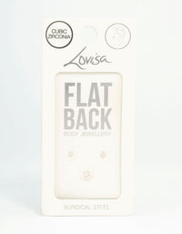 Gold Plated Surgical Steel Classic Cubic Zirconia Flat Backs 3-Pack - link has visual effect only