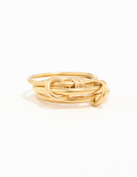 Waterproof Gold Plated Stainless Steel Interlooped Stacking Linked Ring - link has visual effect only
