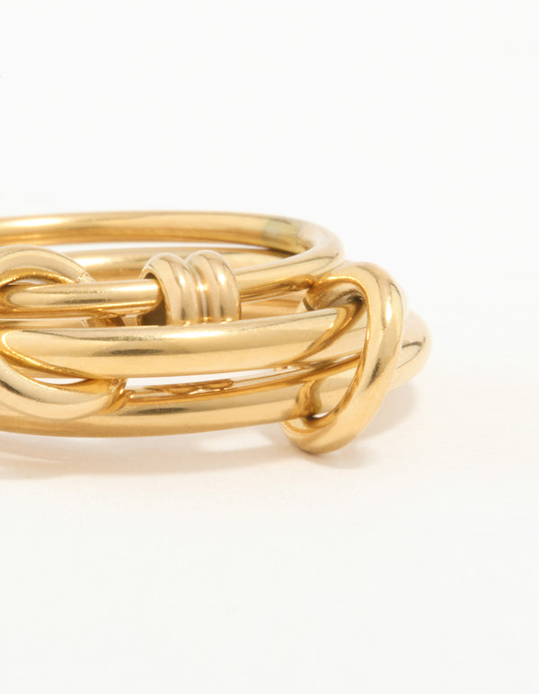 Waterproof Gold Plated Stainless Steel Interlooped Stacking Linked Ring