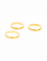 Discover waterproof gold plated stainless steel band rings in a 3-pack front view - link has visual effect only