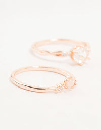 Rose Gold Plated Cubic Zirconia Stacking Rings 3-Pack - link has visual effect only