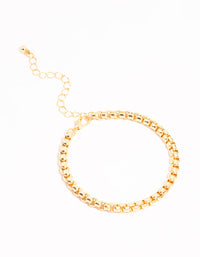 Gold Round Detail Chain Bracelet - link has visual effect only