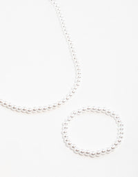 Gold Classic Pearl Stretch Bracelet & Necklace Set - link has visual effect only
