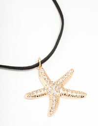 Gold Diamante Starfish Cord Necklace - link has visual effect only