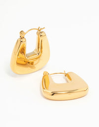 Waterproof Gold Plated Stainless Steel Rounded Square Hoop Earrings - link has visual effect only