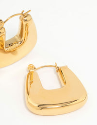 Waterproof Gold Plated Stainless Steel Rounded Square Hoop Earrings - link has visual effect only