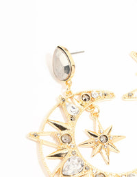Gold Celestial Diamante Drop Earrings - link has visual effect only