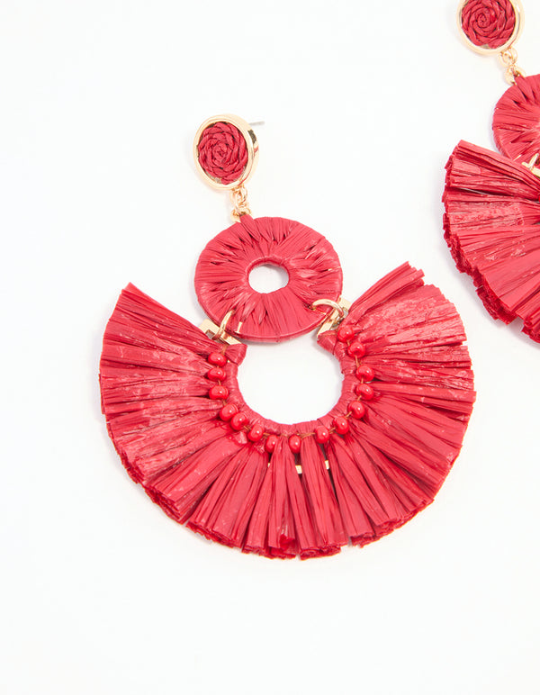 Pink Paper Fan Circular Drop Earrings