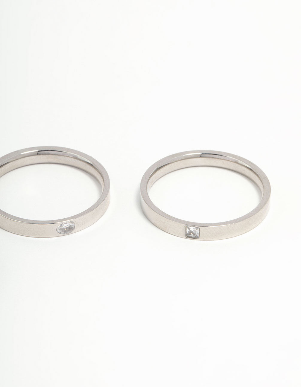 Waterproof Stainless Steel Cubic Zirconia Rings 3-Pack