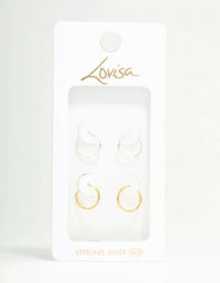 Gold Plated Sterling Silver Mixed Hoop Earrings 2-Pack - link has visual effect only