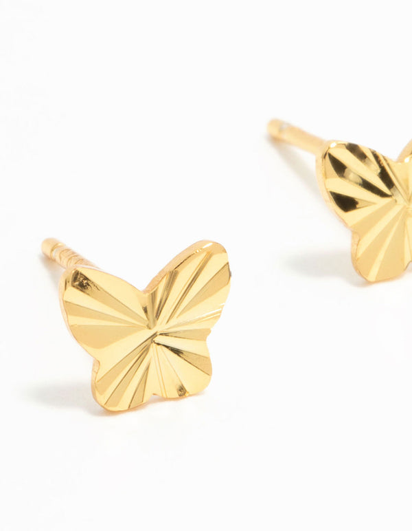 Gold Plated Sterling Silver Butterfly Stud Earrings