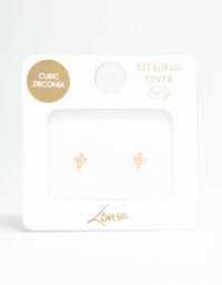 Gold Plated Sterling Silver Mini Diamante Cross Stud Earrings - link has visual effect only