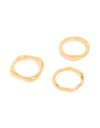Crafted from waterproof gold plated stainless steel, these organic rings come in a 3-pack front view - link has visual effect only