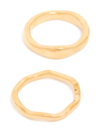 Designed with waterproof gold plated stainless steel, these organic rings 3-pack highlight structural elements side detail view - link has visual effect only