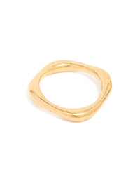 Waterproof gold plated stainless steel organic rings 3-pack with high-detail close up view - link has visual effect only