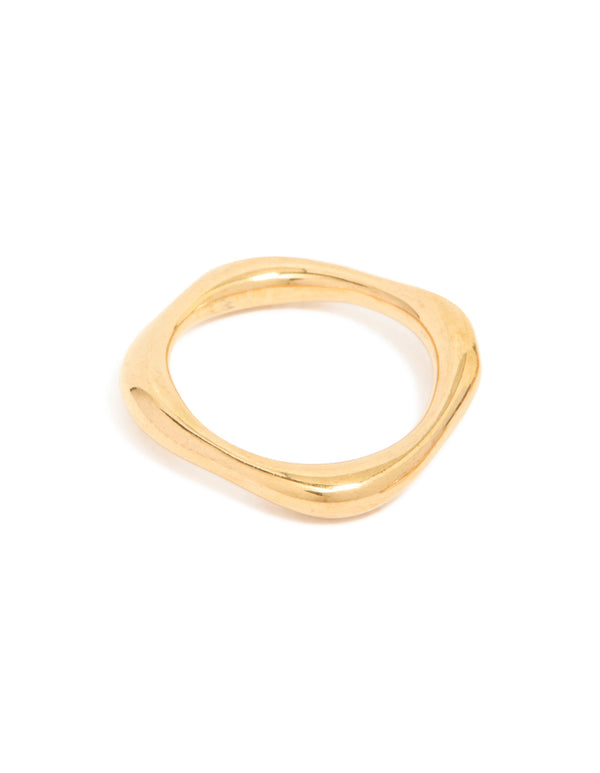 Waterproof gold plated stainless steel organic rings 3-pack with high-detail close up view