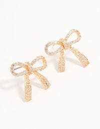 Gold Cubic Zirconia Bow Stud Earrings - link has visual effect only