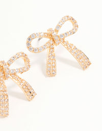 Gold Cubic Zirconia Bow Stud Earrings - link has visual effect only