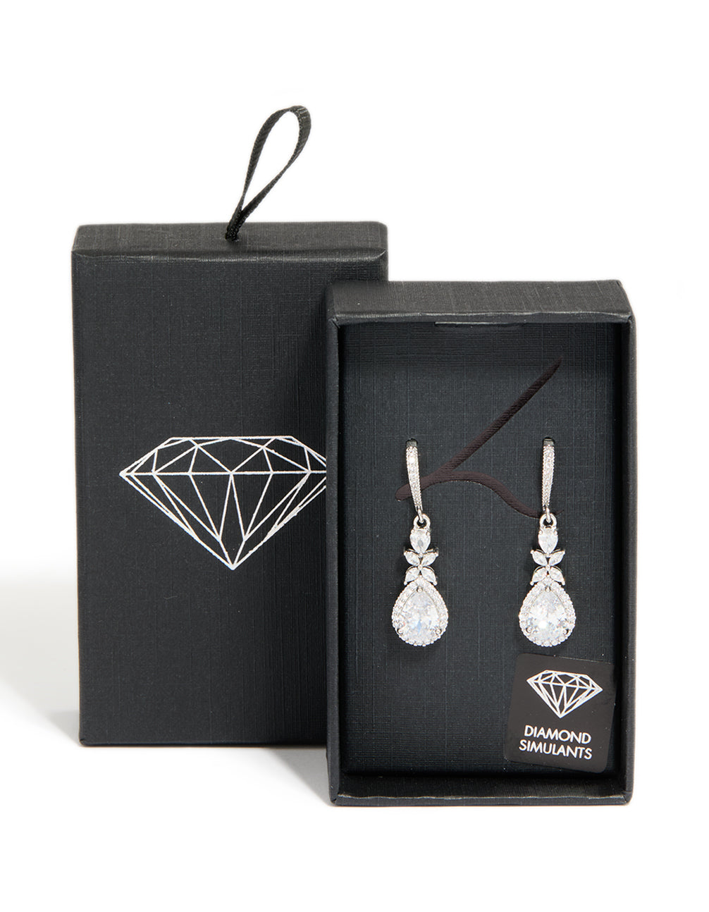 Silver Cubic Zirconia Halo Hook Earrings