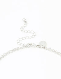 Blue Rectangle Diamante Stone Silver Layered Necklace - link has visual effect only