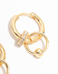 Gold Plated Rondell Rings Huggie Drop Earrings - link has visual effect only
