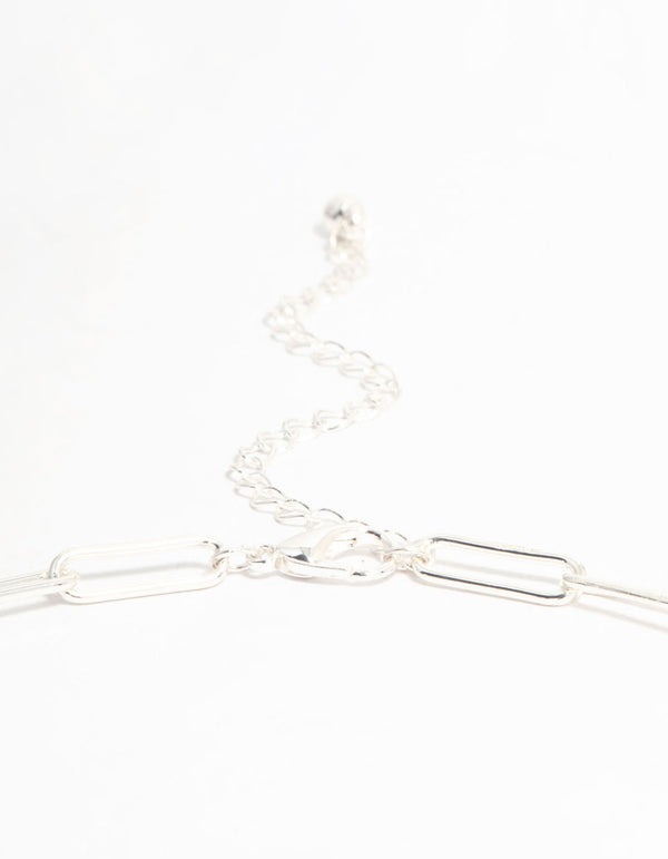 Silver Plated Oval Linked Necklace