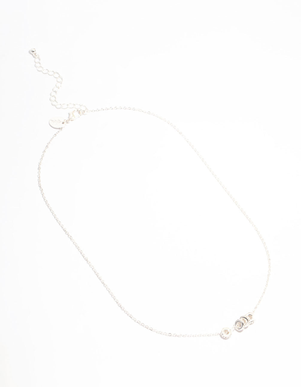 Silver Plated Cubic Zirconia Rondell Pendant Necklace