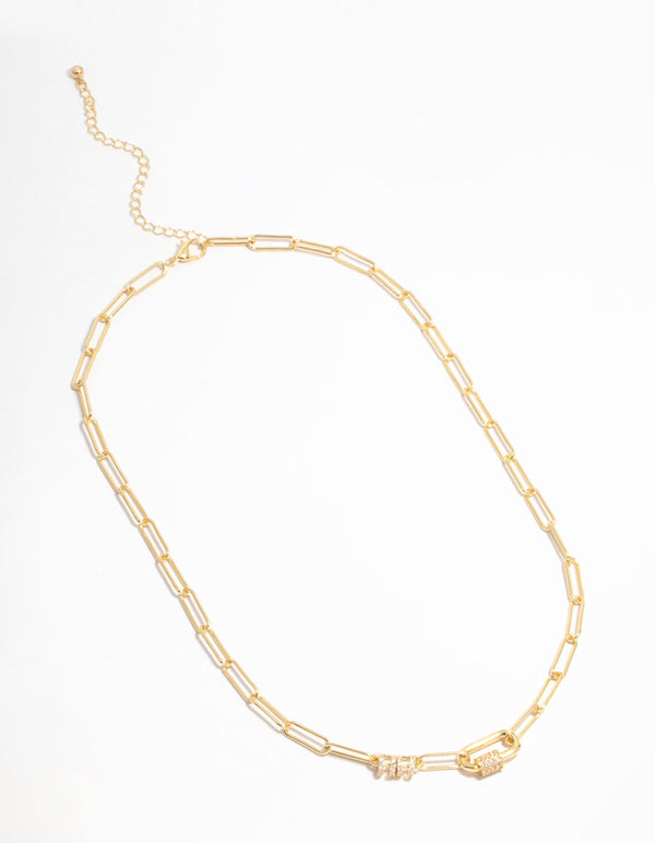 Gold Plated Oval Rondell Link Necklace