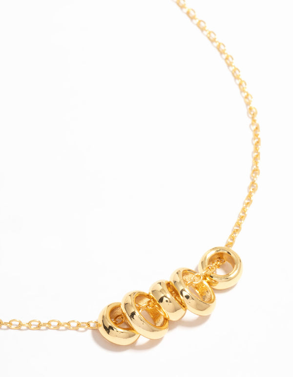 Gold Plated Rondell Rings Pendant Necklace