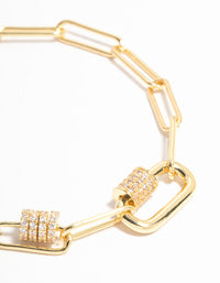 Gold Plated Mini Oval Rondell Link Bracelet - link has visual effect only