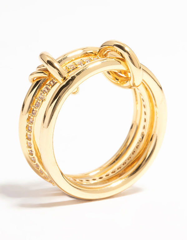 Gold Plated Stacked Ring With Connected Links