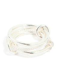 Silver Plated Stacked Rings With Connected Rings - link has visual effect only