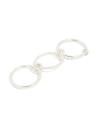 Silver Plated Stacked Rings With Connected Rings - link has visual effect only