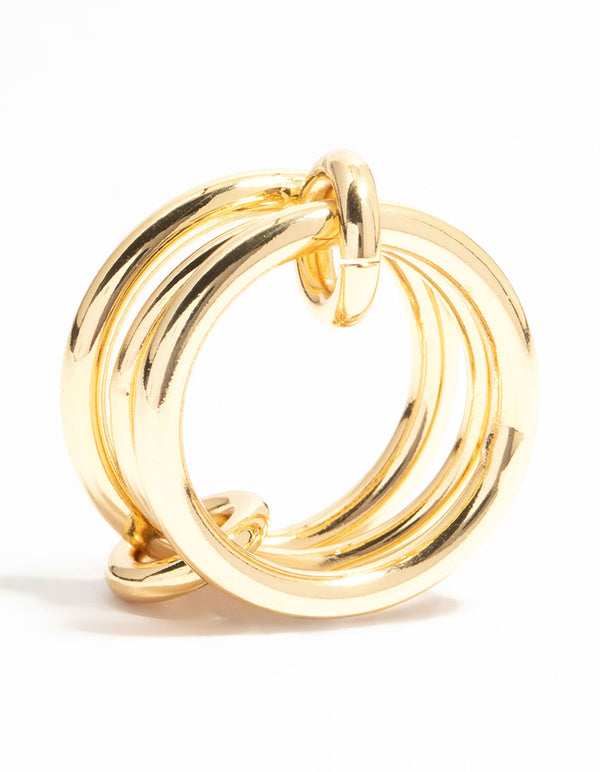 Gold Plated Stacked Connected Links Ring